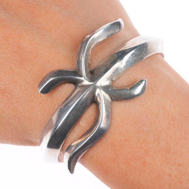 6.5" 40's-50's Vintage Navajo cast sterling silver simplistic cuff bracelet