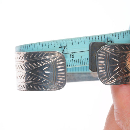 7.5" Antique Haida Ingot silver eagle hand carved cuff bracelet