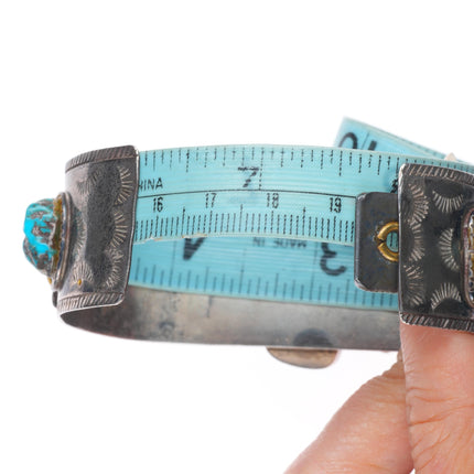 7.6" 60's-70's Vintage Navajo sterling silver turquoise/claw cuff bracelet