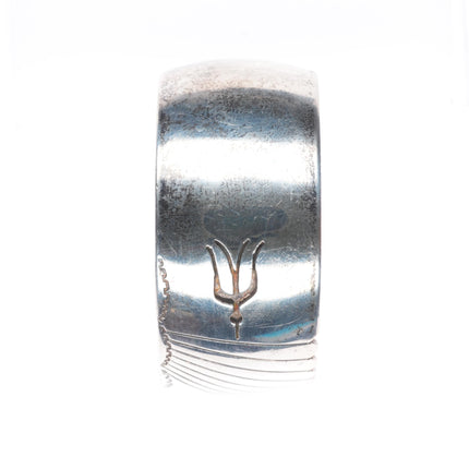 6.7" Vintage Navajo sterling silver peyote bird overlay cuff bracelet