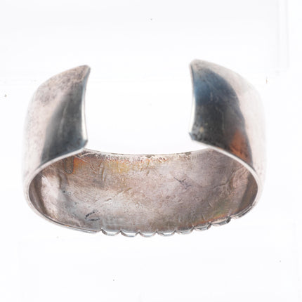 6.7" Vintage Navajo sterling silver peyote bird overlay cuff bracelet