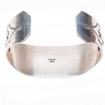 7" Marco Begaye Navajo sterling silver chiseled/stamped turquoise cuff bracelet