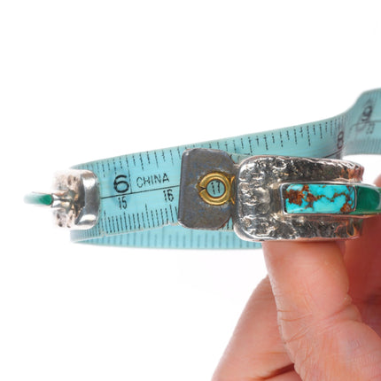 6.5" Ben Nighthorse Campbell Cheyenne sterling silver cobblestone inlay cuff bracelet