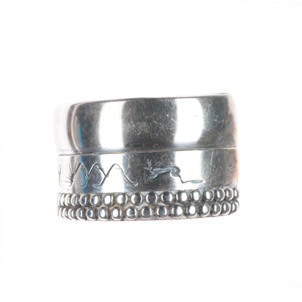 6.25" LP Heavy vintage Navajo sterling silver storyteller cuff bracelet