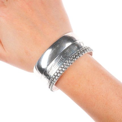 6.25" LP Heavy vintage Navajo sterling silver storyteller cuff bracelet