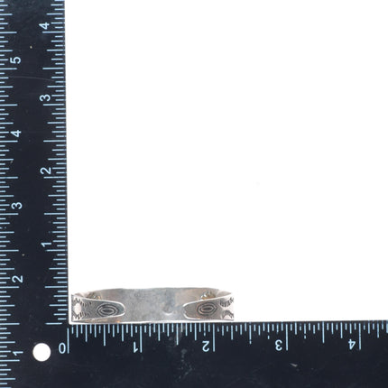5.75" c1930's Fred Harvey hand stamped Navajo sterling silver dog cuff bracelet