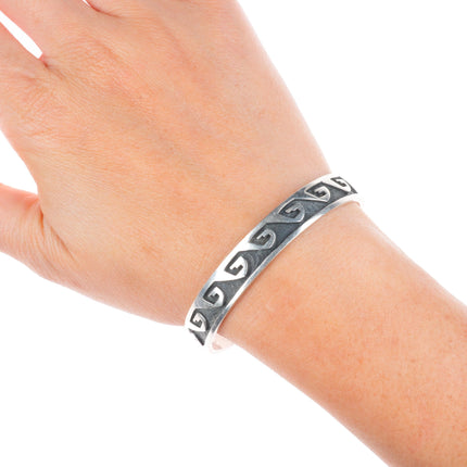 6.25" Nathan Fred Hopi overlay wave/water pattern sterling silver cuff bracelet