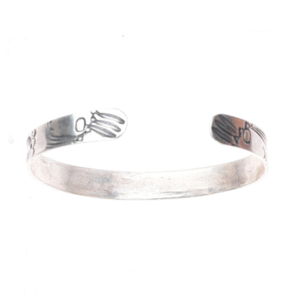 6.3" c1930 Antique Navajo ingot silver heavy arrow stamped slim cuff bracelet