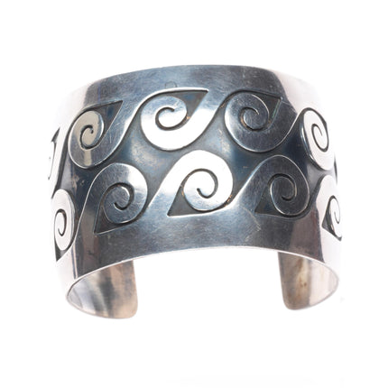 6.75" Lewis Lomay Hopi modernist sterling silver waver/water cuff bracelet