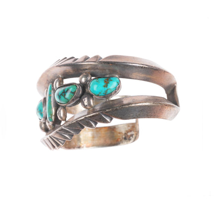 6.4" c1950's Vintage Navajo sterling silver high grade  turquoise cuff braclet