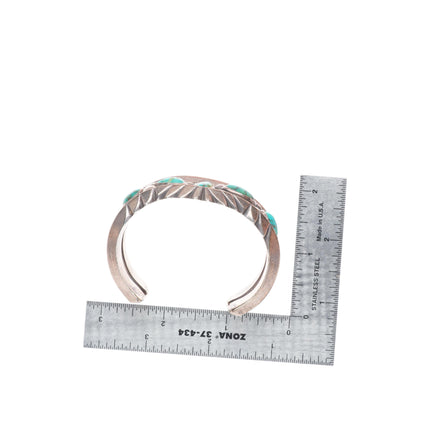 6.4" c1950's Vintage Navajo sterling silver high grade  turquoise cuff braclet