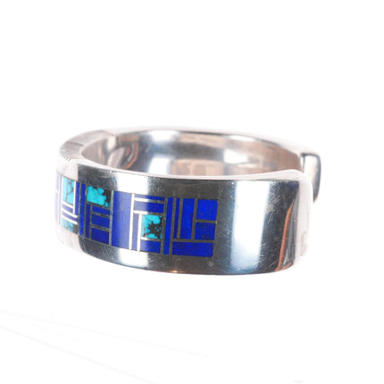 6.2" Platero/Yellowhorse Navajo sterling silver lapis/turquoise cuff bracelet
