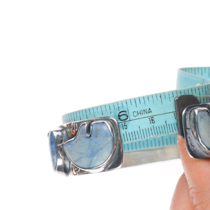 6.6" Victoria Masse Stoll sterling silver turquoise/jasper bears cuff bracelet