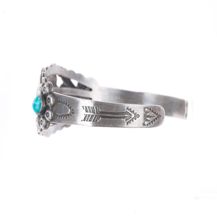 6.75" Fred Harvey Era c1940's  green turquoise sterling silver cuff bracelet
