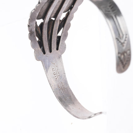 6.75" Fred Harvey Era c1940's  green turquoise sterling silver cuff bracelet