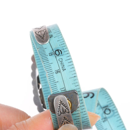 6.75" Fred Harvey Era c1940's  green turquoise sterling silver cuff bracelet