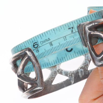 7.1" 40's-50's Vintage Navajo cast sterling silver heavy cuff bracelet