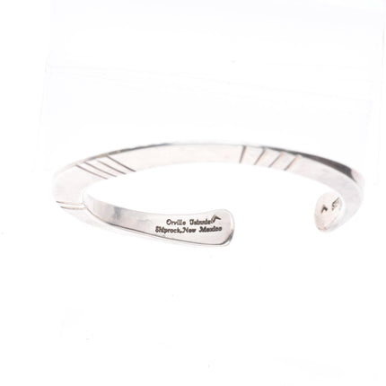 7" Orville Tsinnie Navajo sterling silver carinated chiseled cuff bracelet