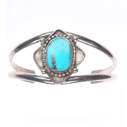 6.5" Vintage Navajo sterling silver turquoise split shank cuff bracelet