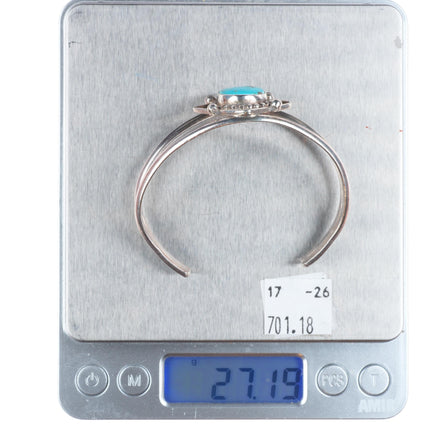 6.5" Vintage Navajo sterling silver turquoise split shank cuff bracelet