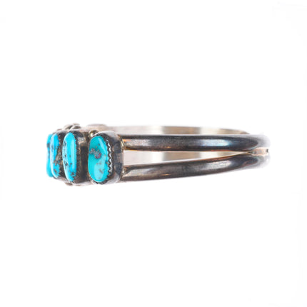 6.3" Vintage Navajo Kingman turquoise sterling silver row cuff bracelet