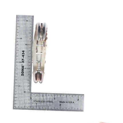 6.3" Vintage Navajo Kingman turquoise sterling silver row cuff bracelet