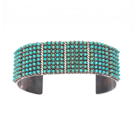 6.6" Stephen Haloo Zuni sterling silver snake eye turquoise cuff bracelet