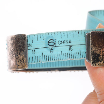 6.6" Stephen Haloo Zuni sterling silver snake eye turquoise cuff bracelet