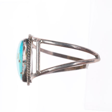 6.1" Vintage Navajo sterling silver split shank turquoise cuff bracelet
