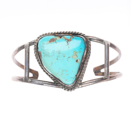6.1" Vintage Navajo sterling silver split shank turquoise cuff bracelet