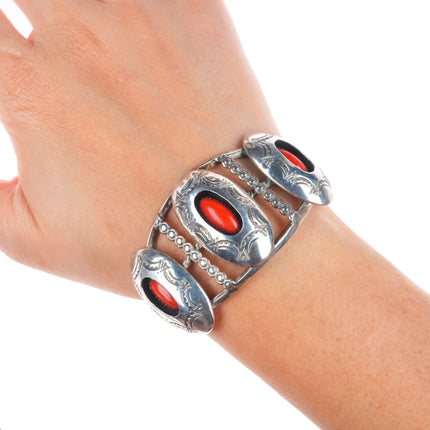 6" Raymond Yazzie Navajo vintage sterling silver turquoise cuff bracelet