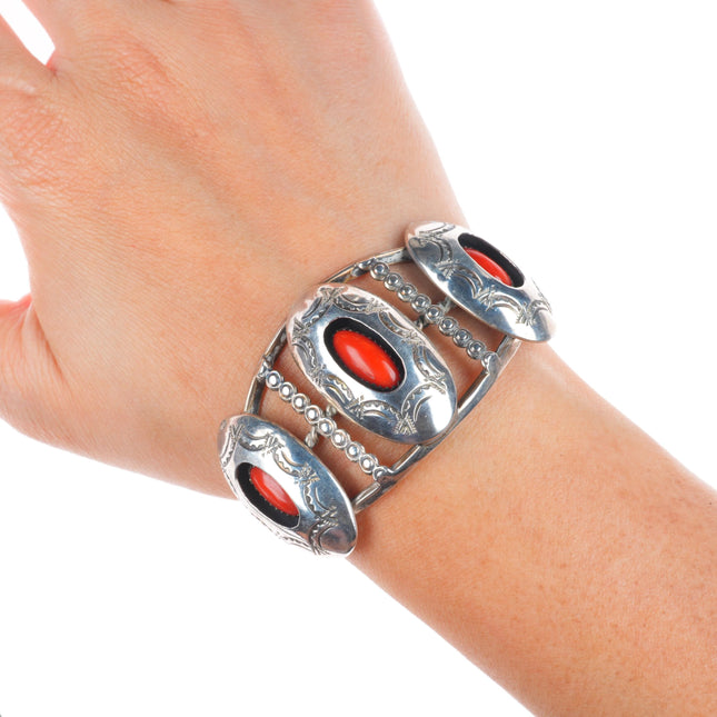 6" Raymond Yazzie Navajo vintage sterling silver turquoise cuff bracelet