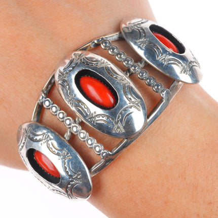 6" Raymond Yazzie Navajo vintage sterling silver turquoise cuff bracelet