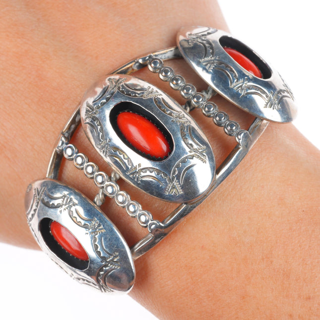 6" Raymond Yazzie Navajo vintage sterling silver turquoise cuff bracelet