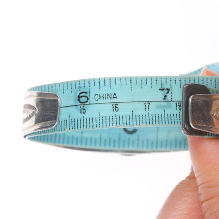 7.1" 20's-30's Vintage Navajo ingot silver whirling logs turquoise cuff bracelet