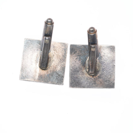 c1950's Navajo chiseled sterling silver cufflinks with nice turquoise