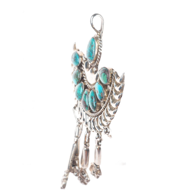 Lee and Mary Weebothee Zuni sterling silver high grade turquoise pendant