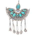 Lee and Mary Weebothee Zuni sterling silver high grade turquoise pendant