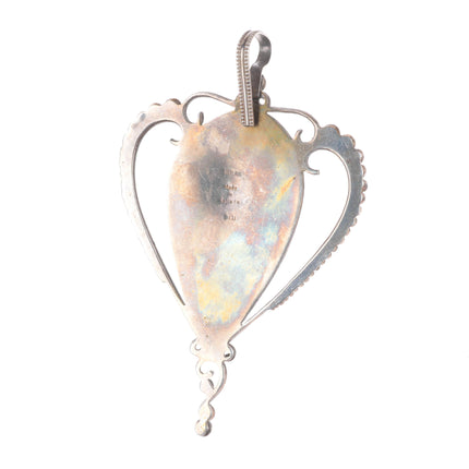 Big vintage Santa Fe southwestern sterling silver turquoise pendant