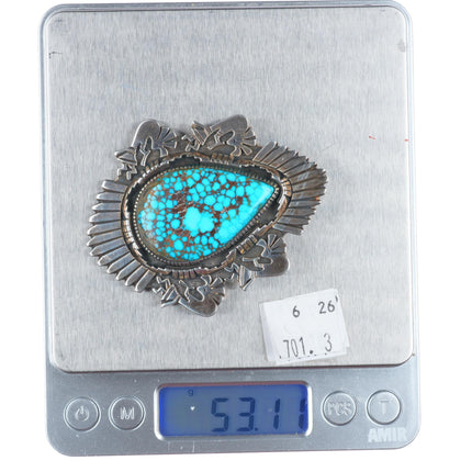 Herman Vandever Navajo sterling silver high grade turquoise kokopelli pendant