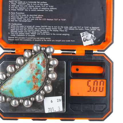 Big vintage Navajo sterling silver Royston turquoise pendant