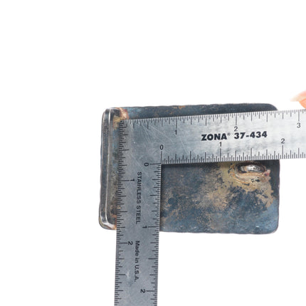 50's-60's Vintage Navajo hand stamped sterling silver turquoise belt buckle