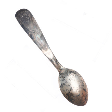 Navajo 30's-40's Hand stamped sterling silver Wyoming Souvenir spoon turquoise