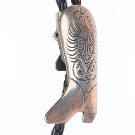 Vintage Southwestern sterling silver cowboy boot form bolo tie