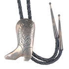 Vintage Southwestern sterling silver cowboy boot form bolo tie