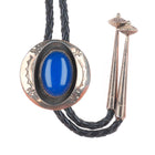 Vintage Navajo MG sterling silver blue jasper shadowbox bolo tie