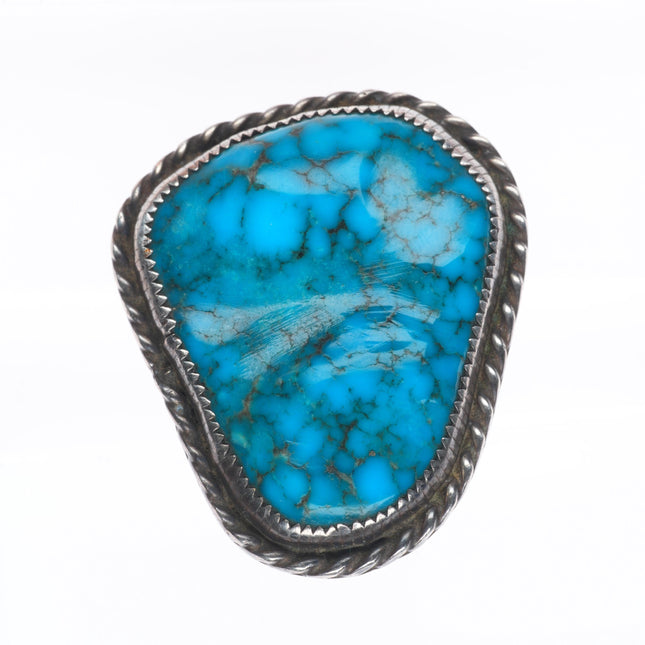 sz10 Huge Vintage Navajo sterling silver high grade spiderweb turquoise ring