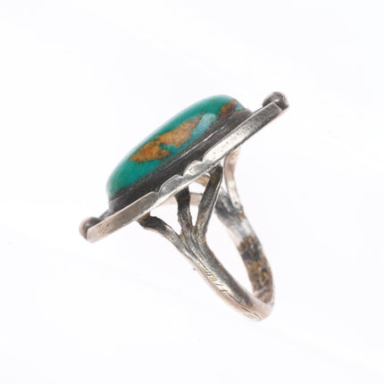 sz8 Vintage Navajo sterling silver green turquoise ring