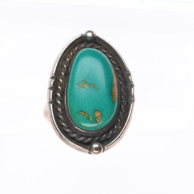 sz8 Vintage Navajo sterling silver green turquoise ring