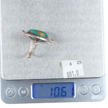 sz8 Vintage Navajo sterling silver green turquoise ring